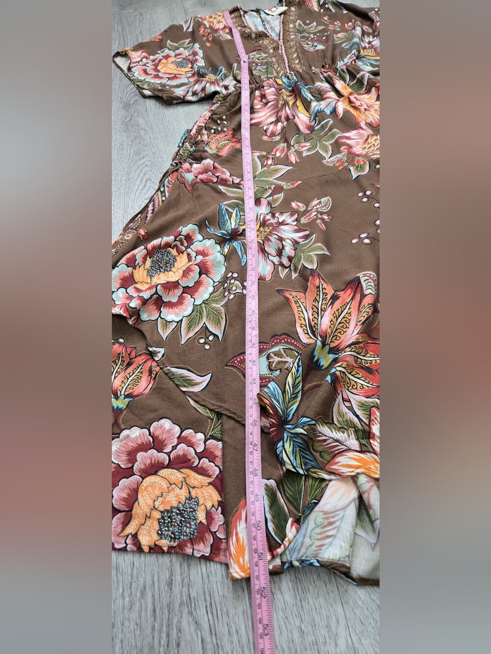Farm Rio x Anthropologie Valentina Floral Maxi Dress XS Brown Boho Resort - Picture 11 of 17